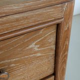 Vintage Midcentury French Charles Dudouyt-Style Cerused Oak Sideboard with Copper Pulls