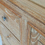 Vintage Midcentury French Charles Dudouyt-Style Cerused Oak Sideboard with Copper Pulls