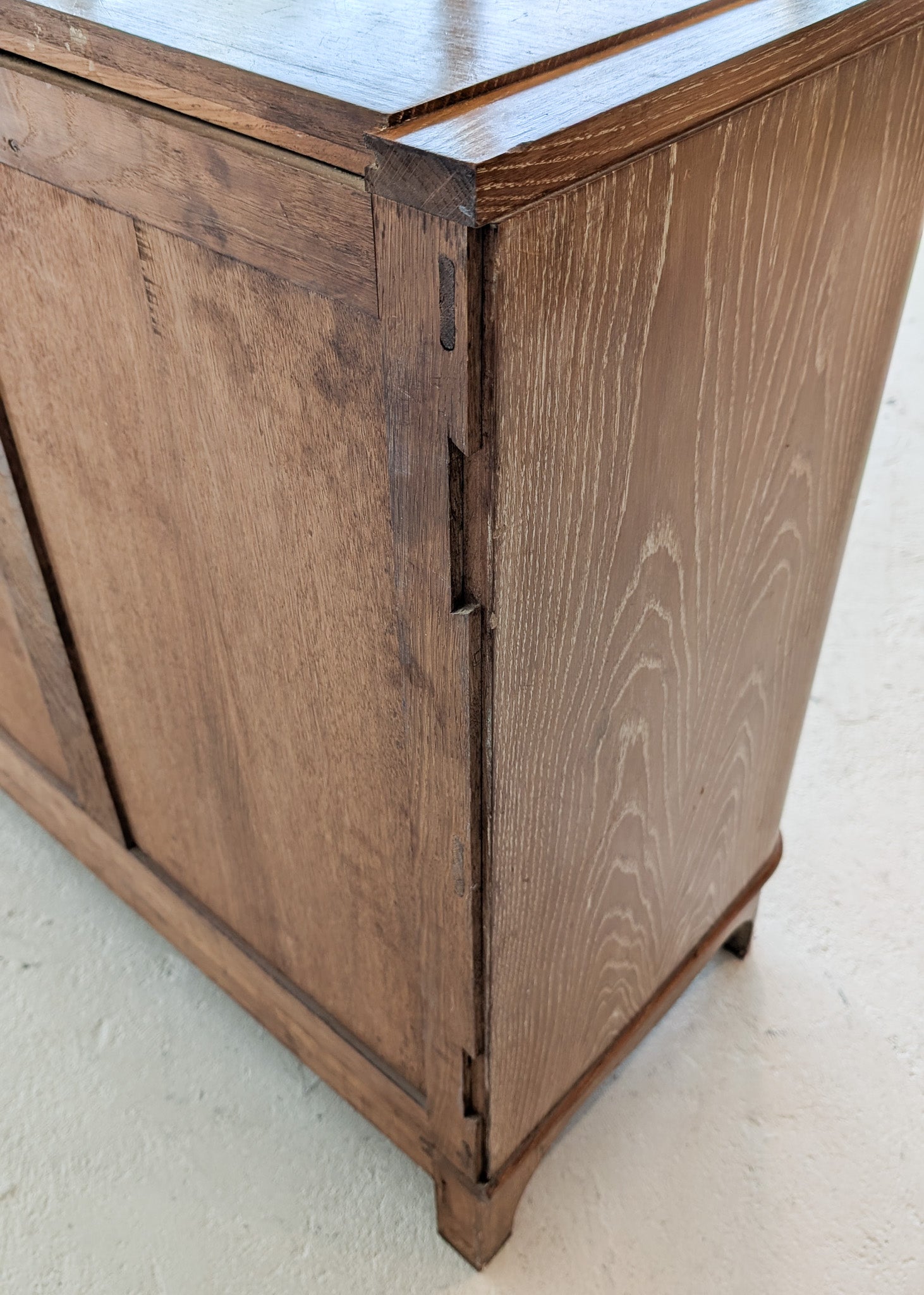 Vintage Midcentury French Charles Dudouyt-Style Cerused Oak Sideboard with Copper Pulls