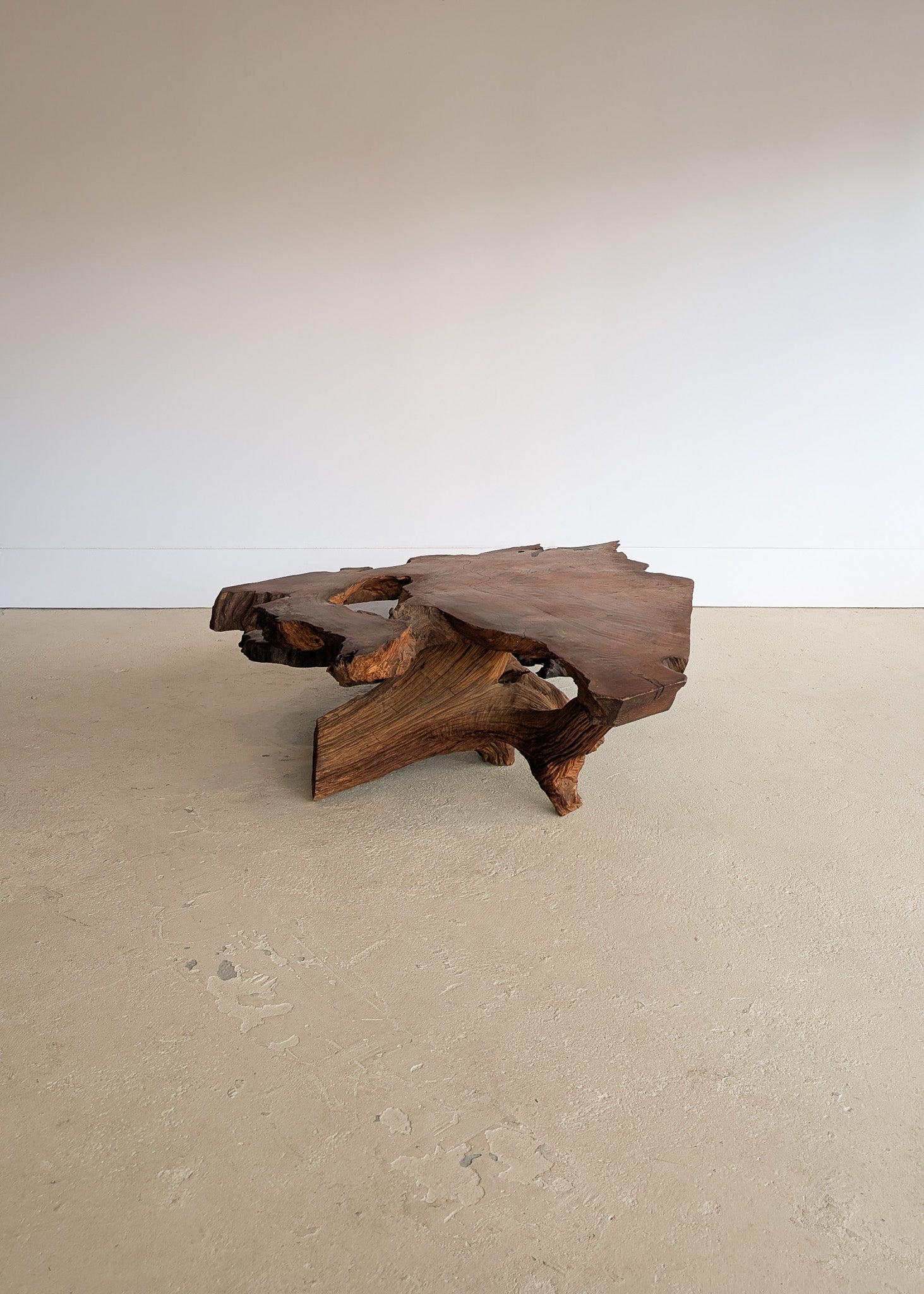 Large Unique Vintage Midcentury Two-Tier Nakashima-Style Redwood Live Edge Coffee Table