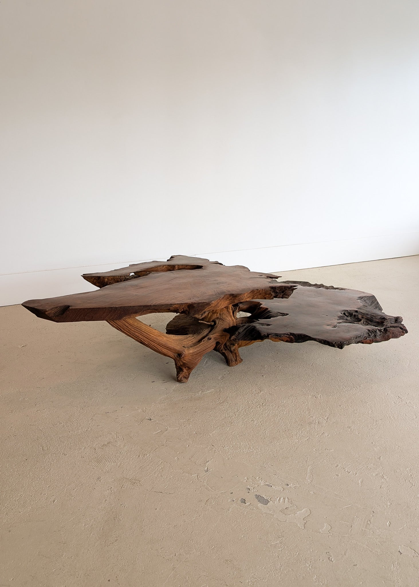 Large Unique Vintage Midcentury Two-Tier Nakashima-Style Redwood Live Edge Coffee Table