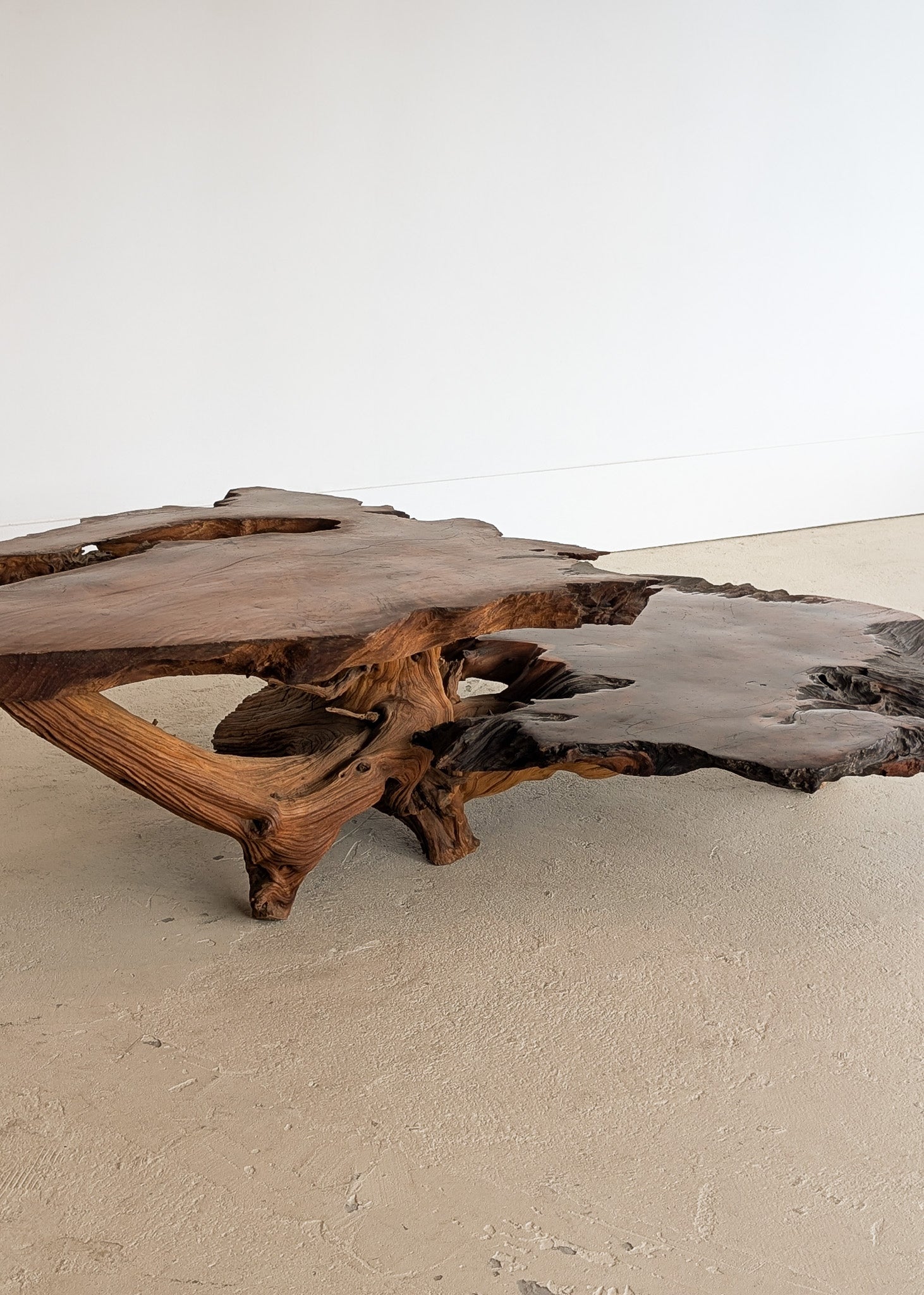 Large Unique Vintage Midcentury Two-Tier Nakashima-Style Redwood Live Edge Coffee Table