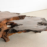 Large Unique Vintage Midcentury Two-Tier Nakashima-Style Redwood Live Edge Coffee Table