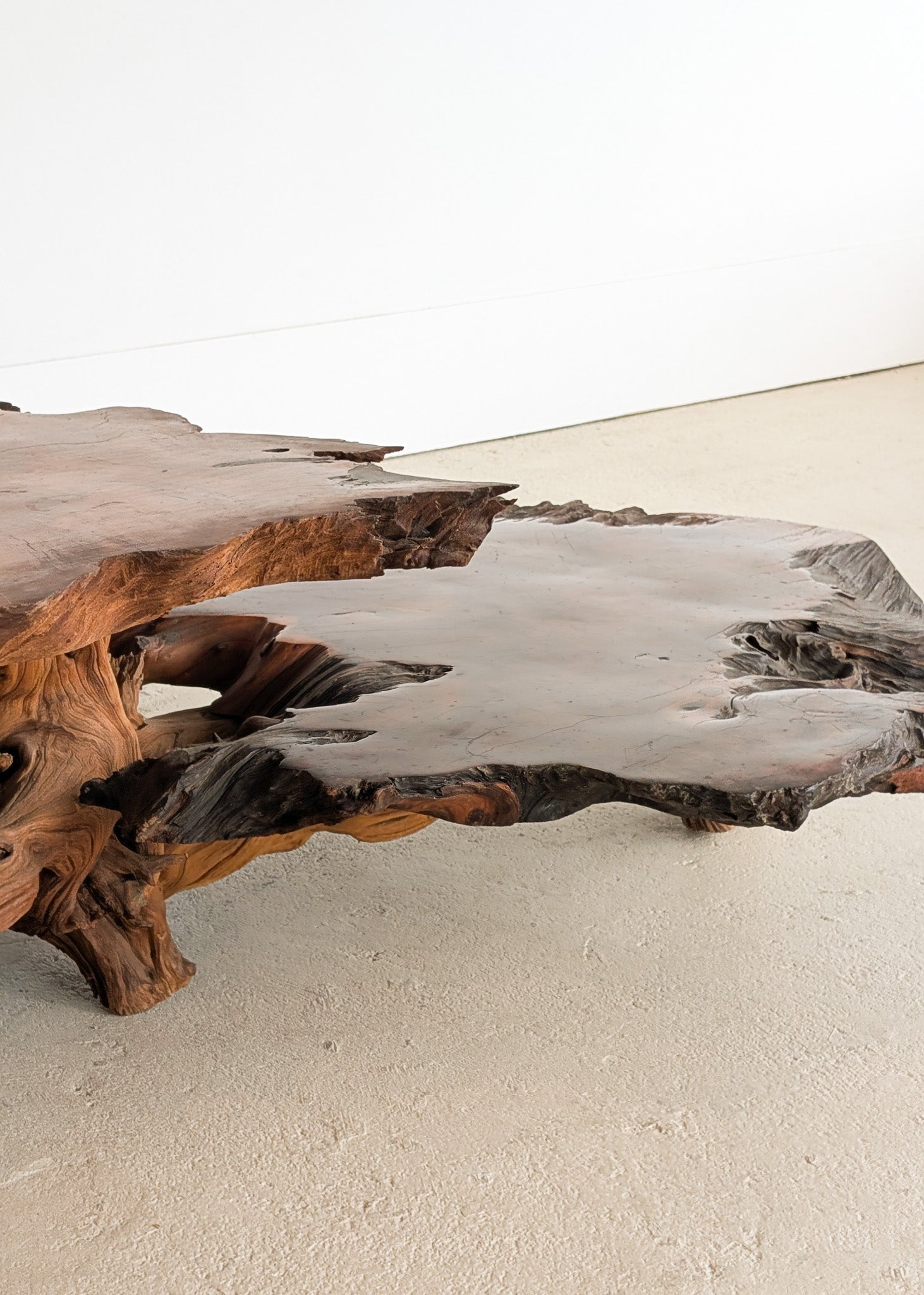 Large Unique Vintage Midcentury Two-Tier Nakashima-Style Redwood Live Edge Coffee Table