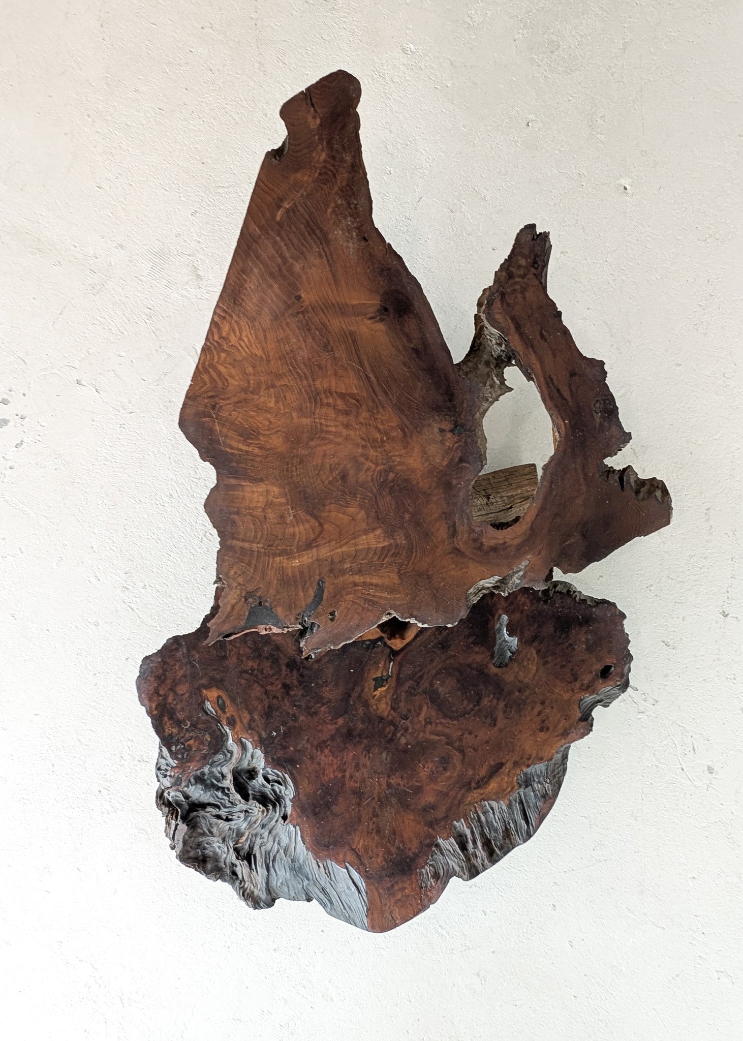 Large Unique Vintage Midcentury Two-Tier Nakashima-Style Redwood Live Edge Coffee Table