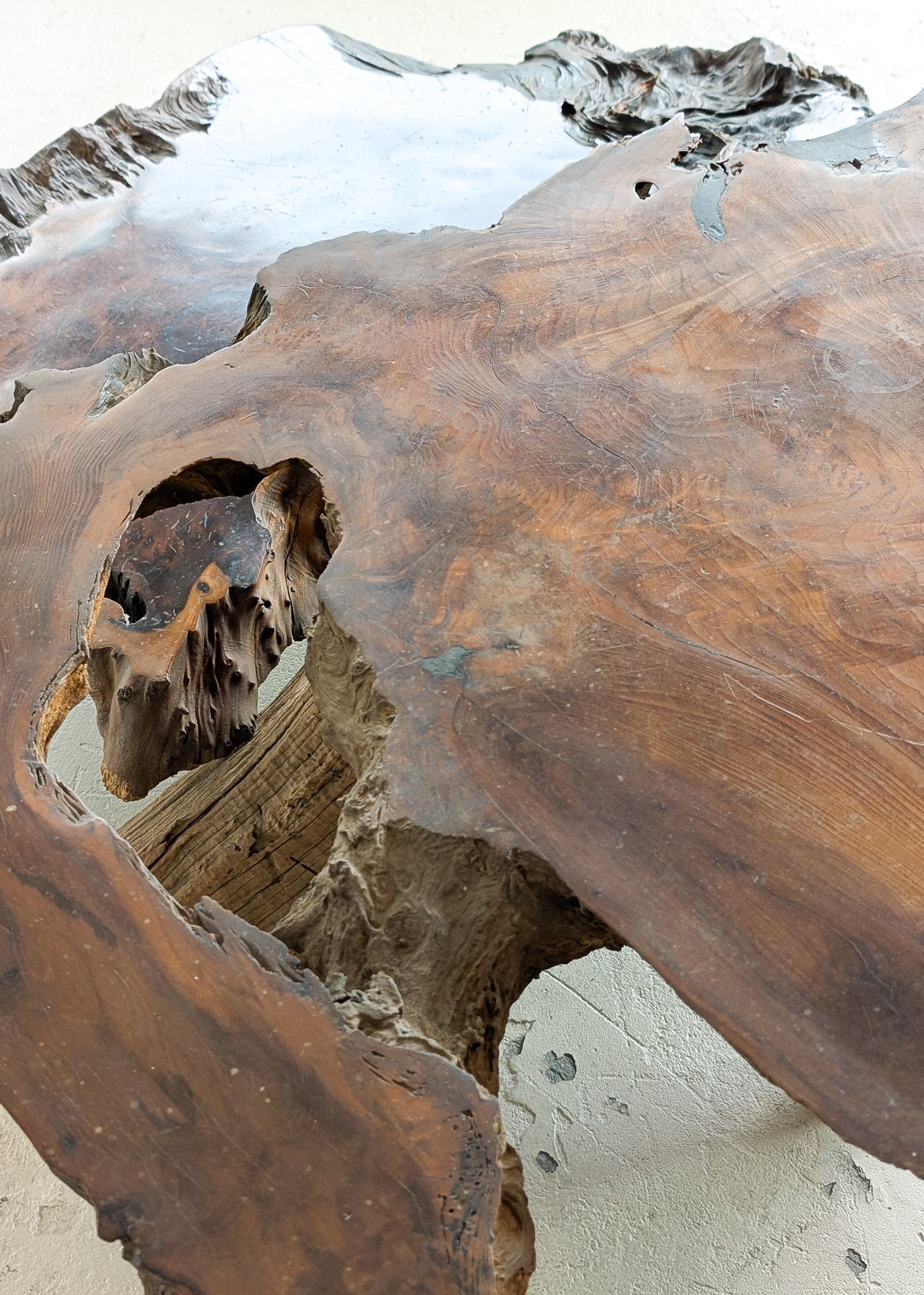 Large Unique Vintage Midcentury Two-Tier Nakashima-Style Redwood Live Edge Coffee Table