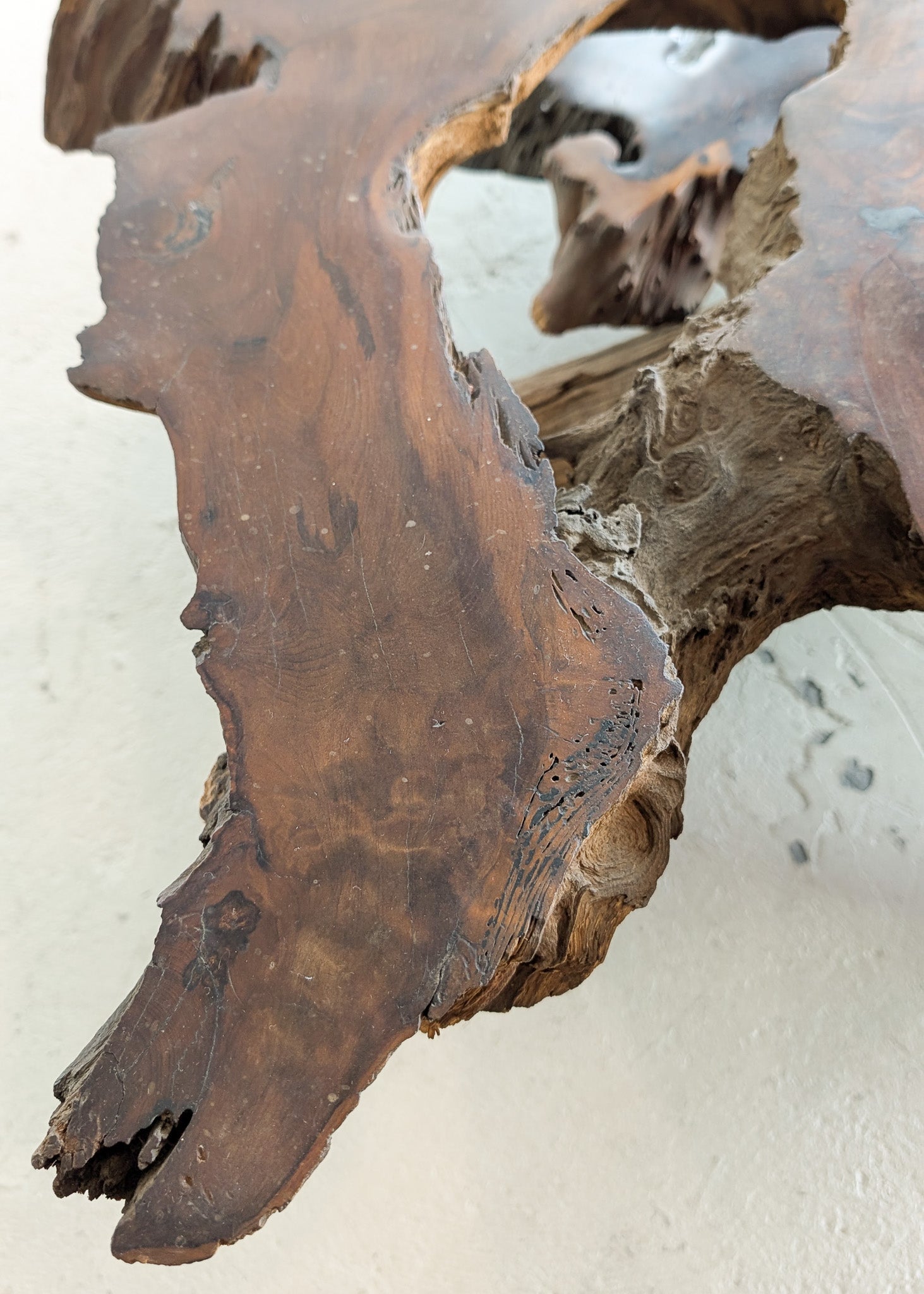 Large Unique Vintage Midcentury Two-Tier Nakashima-Style Redwood Live Edge Coffee Table