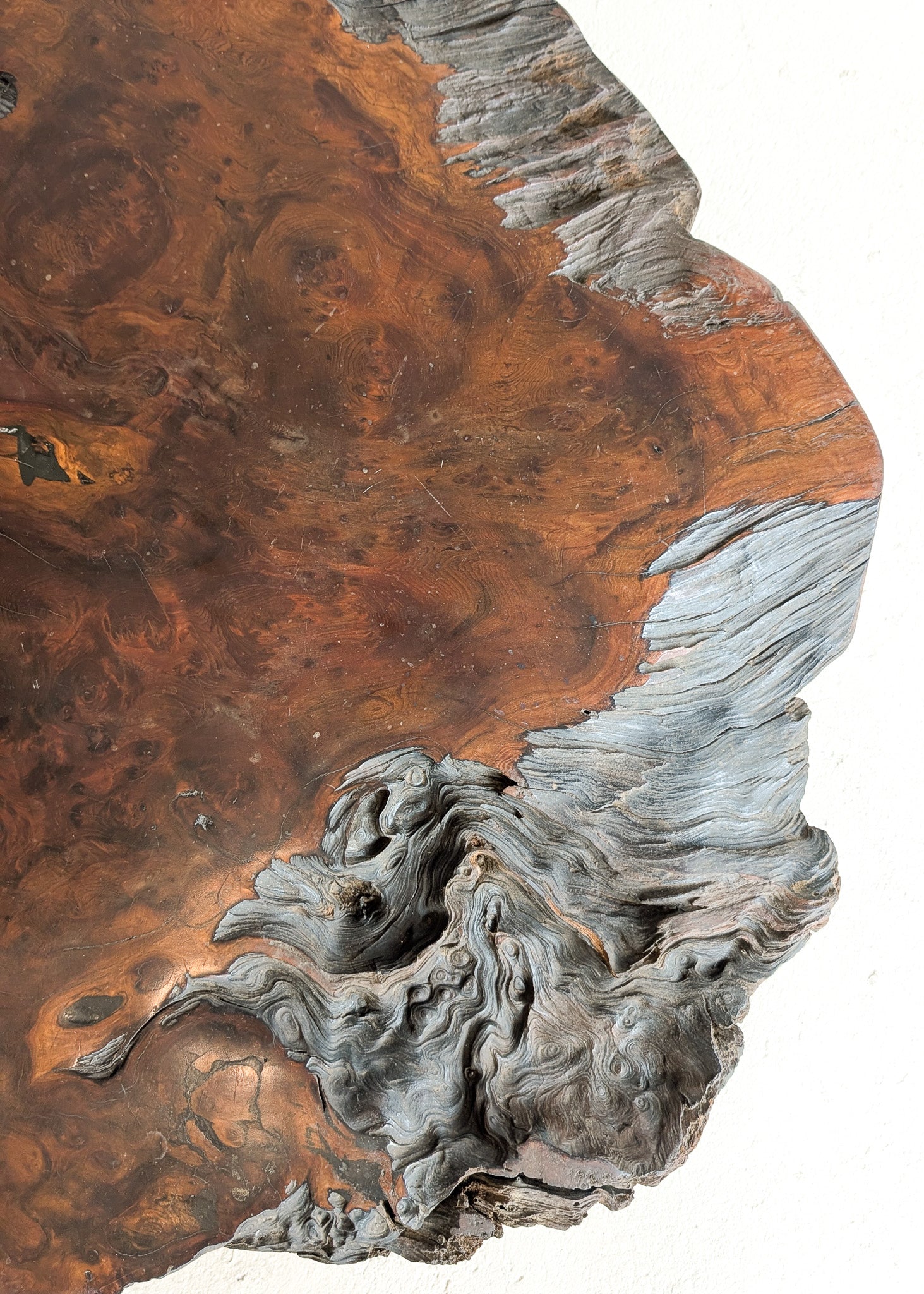 Large Unique Vintage Midcentury Two-Tier Nakashima-Style Redwood Live Edge Coffee Table