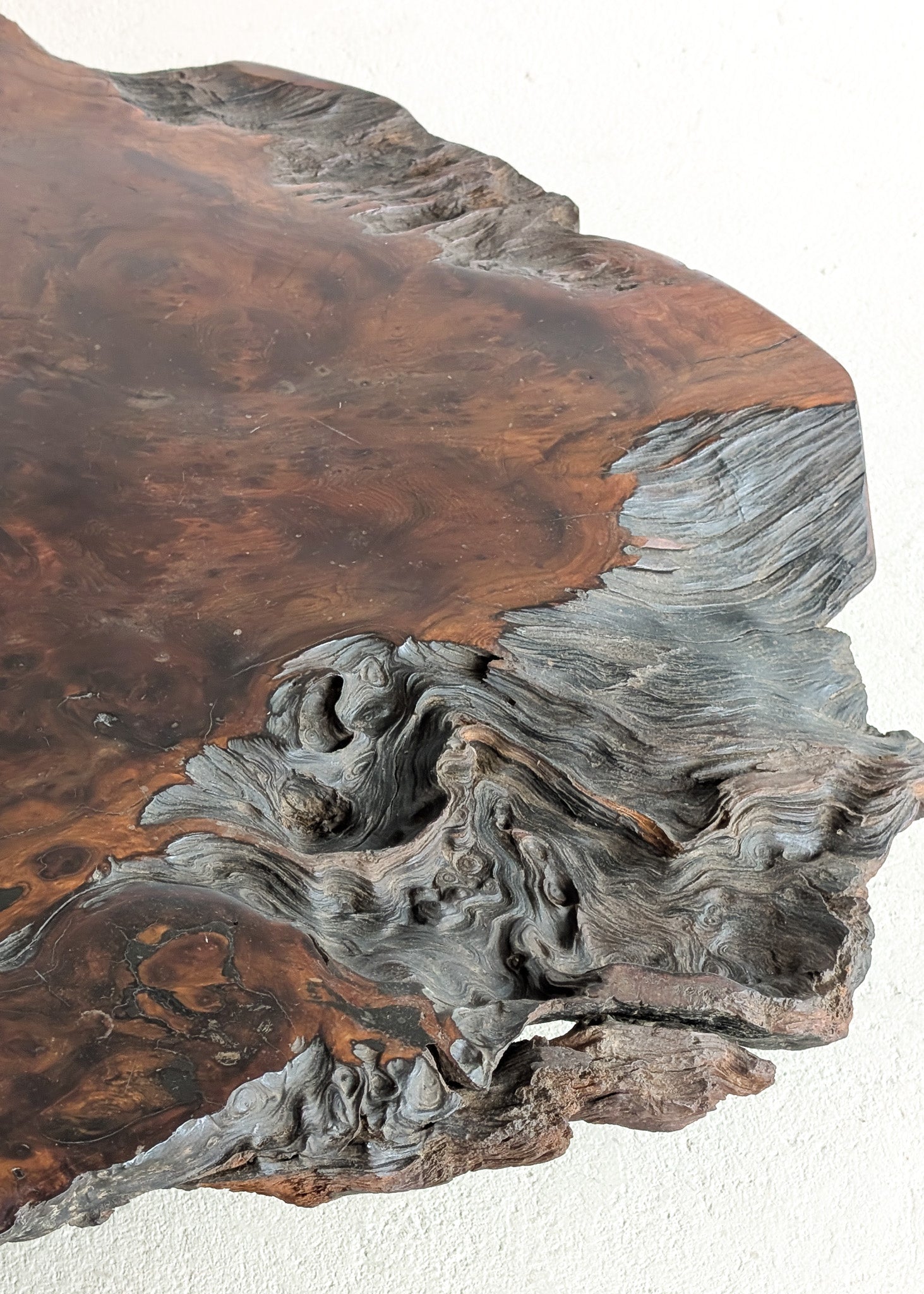 Large Unique Vintage Midcentury Two-Tier Nakashima-Style Redwood Live Edge Coffee Table