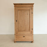 Antique Danish Pine Cabinet with Bottom Drawer and Skeleton Key