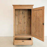 Antique Danish Pine Cabinet with Bottom Drawer and Skeleton Key