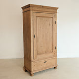 Antique Danish Pine Cabinet with Bottom Drawer and Skeleton Key