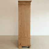 Antique Danish Pine Cabinet with Bottom Drawer and Skeleton Key