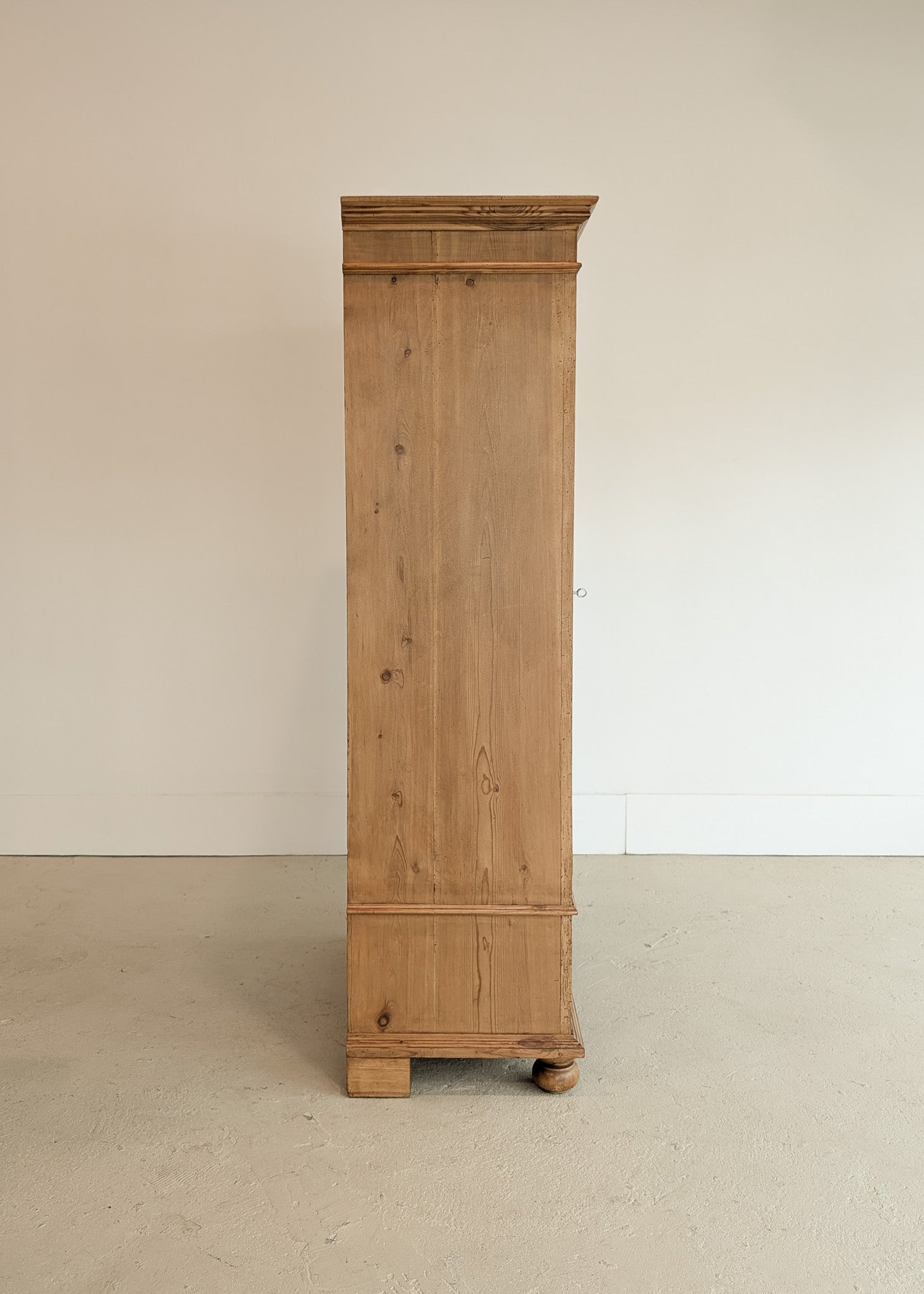 Antique Danish Pine Cabinet with Bottom Drawer and Skeleton Key