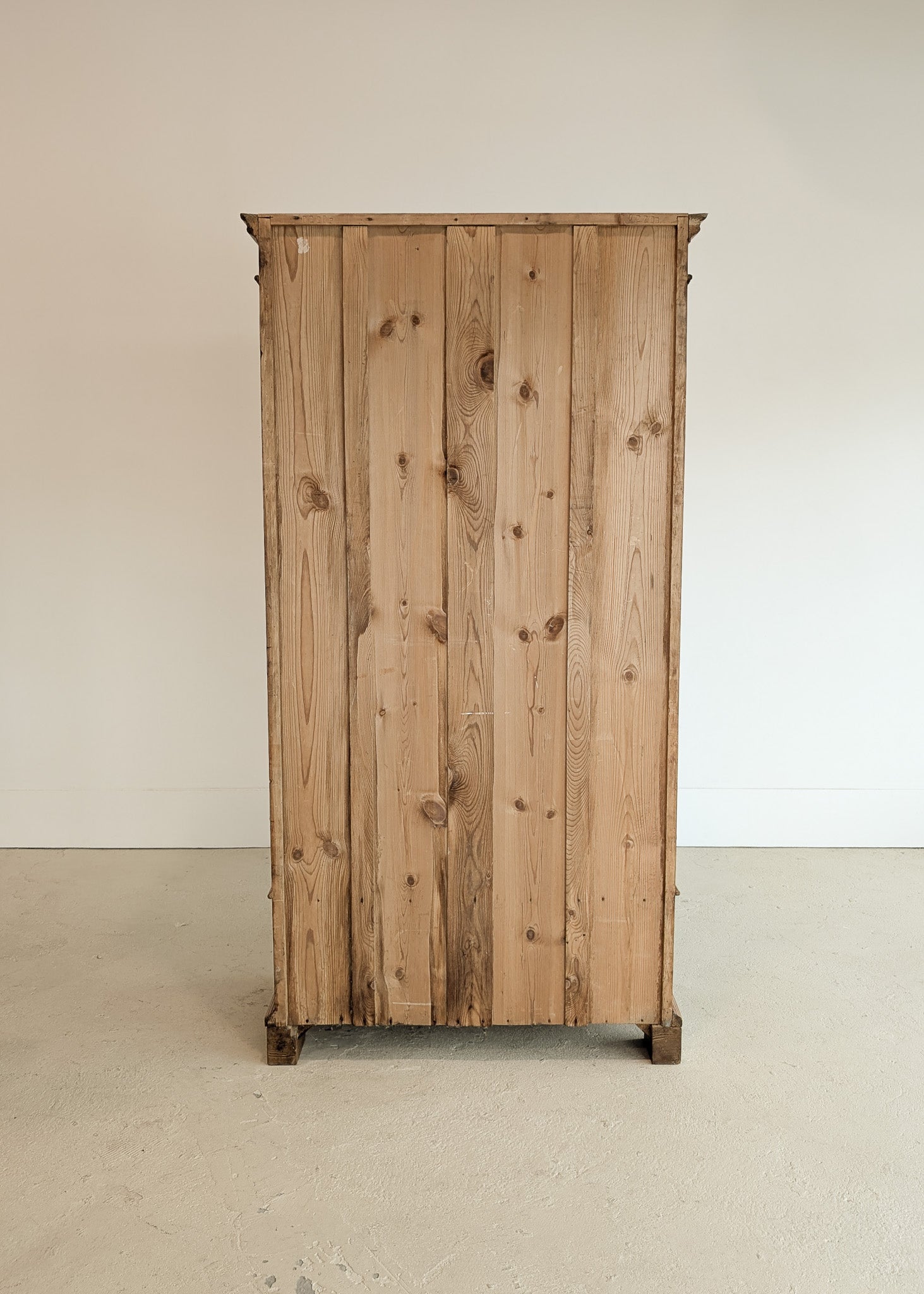 Antique Danish Pine Cabinet with Bottom Drawer and Skeleton Key