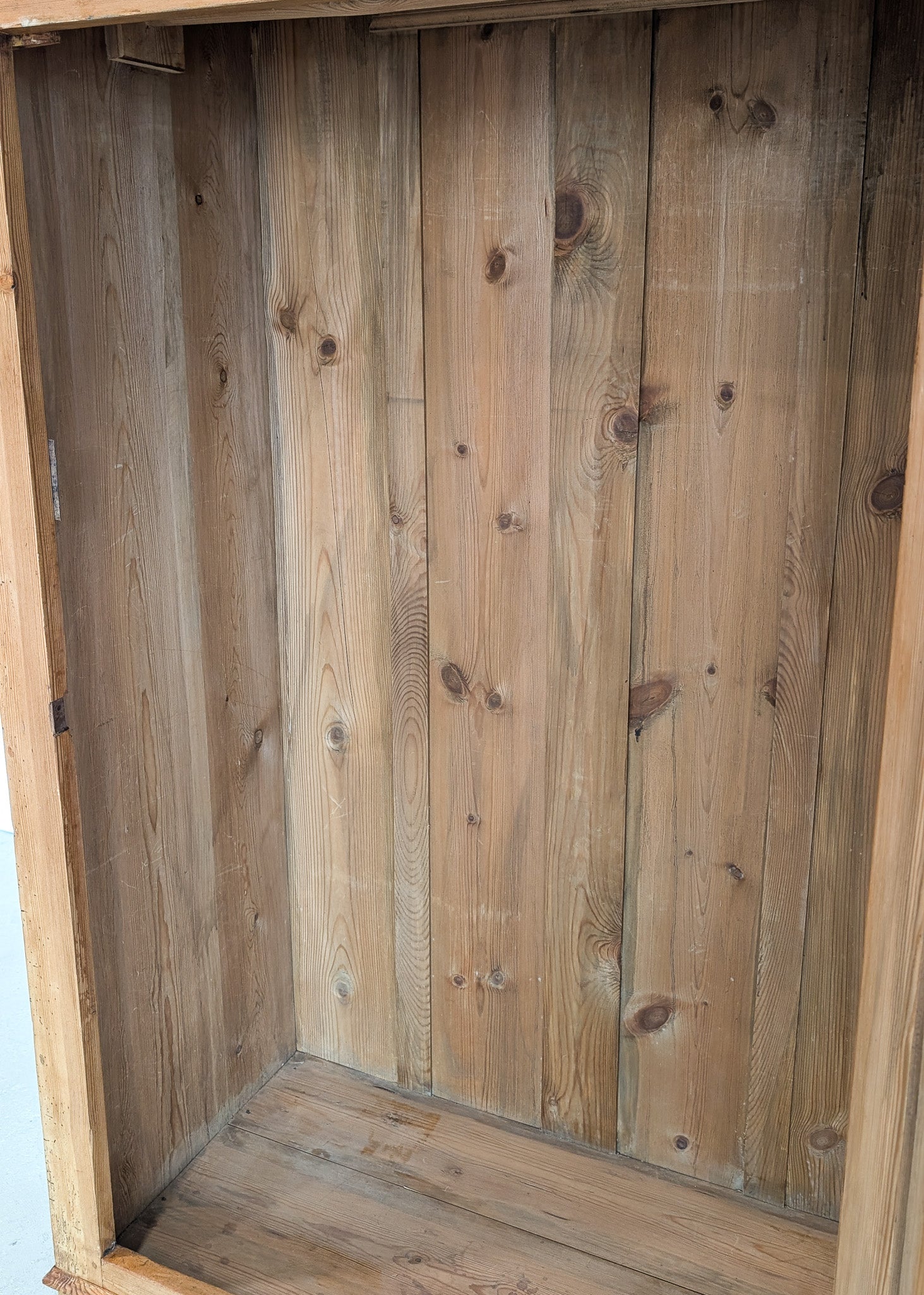 Antique Danish Pine Cabinet with Bottom Drawer and Skeleton Key