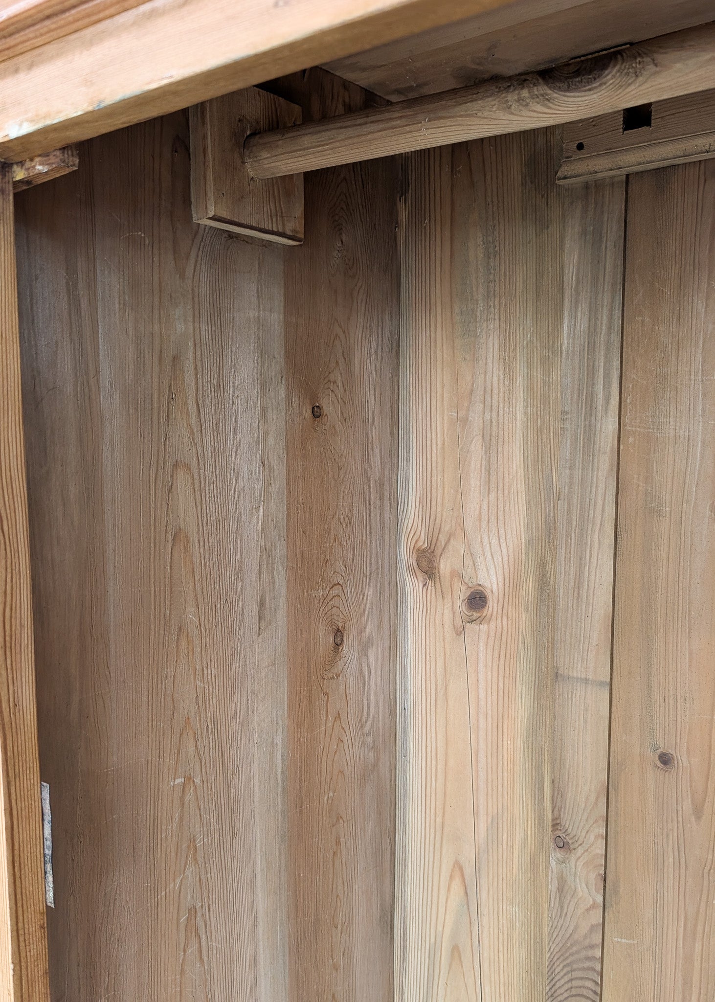 Antique Danish Pine Cabinet with Bottom Drawer and Skeleton Key