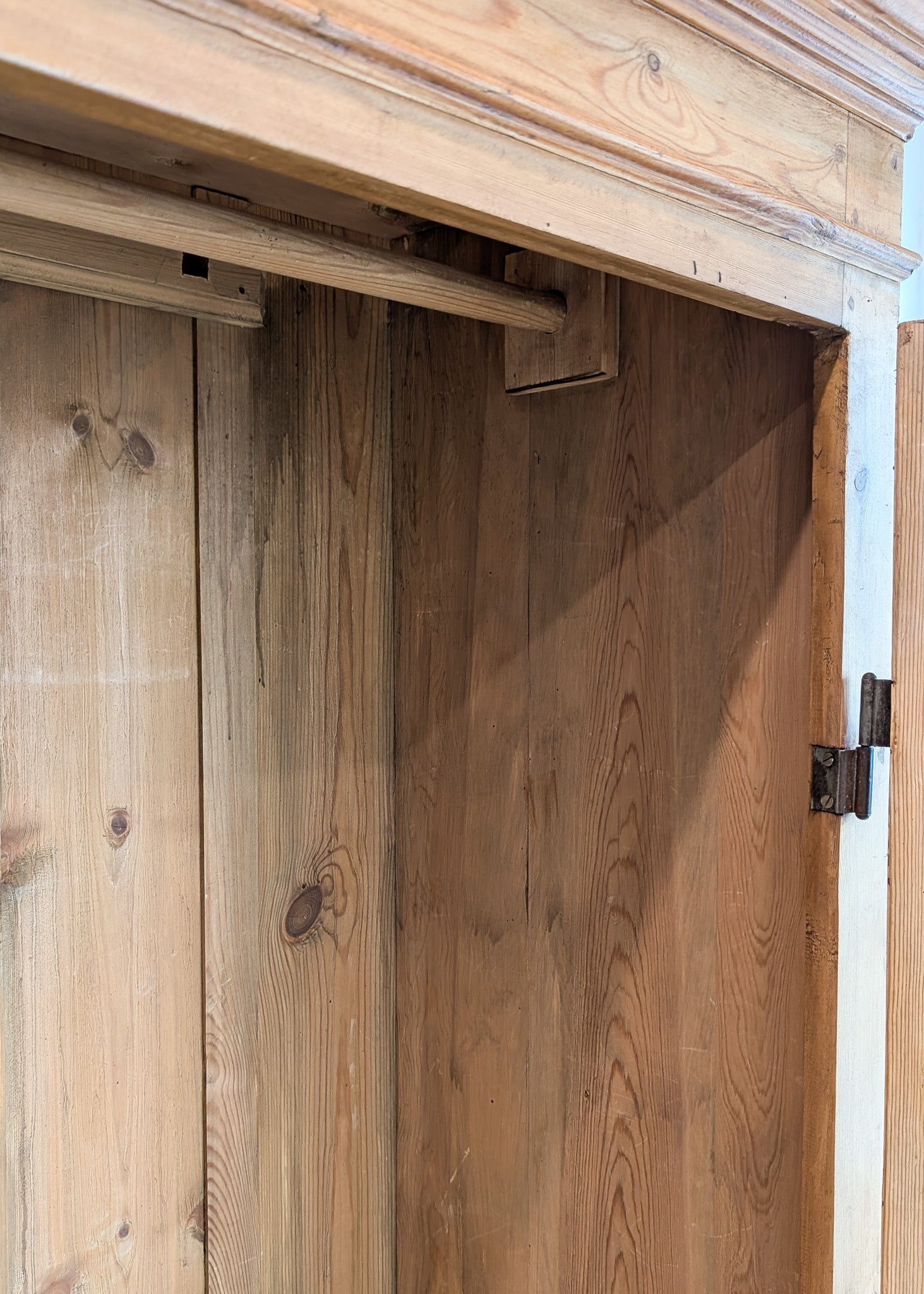 Antique Danish Pine Cabinet with Bottom Drawer and Skeleton Key