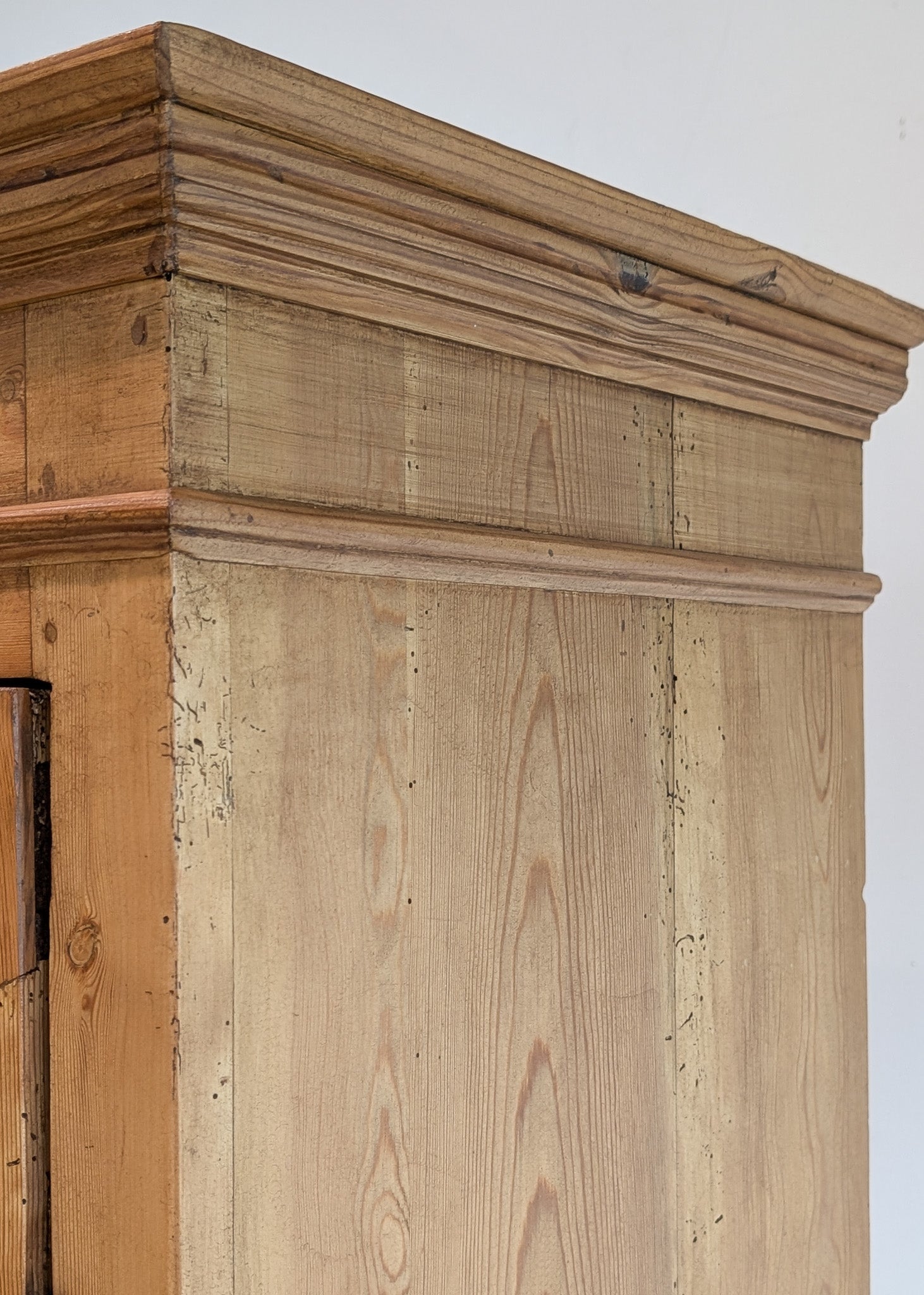 Antique Danish Pine Cabinet with Bottom Drawer and Skeleton Key