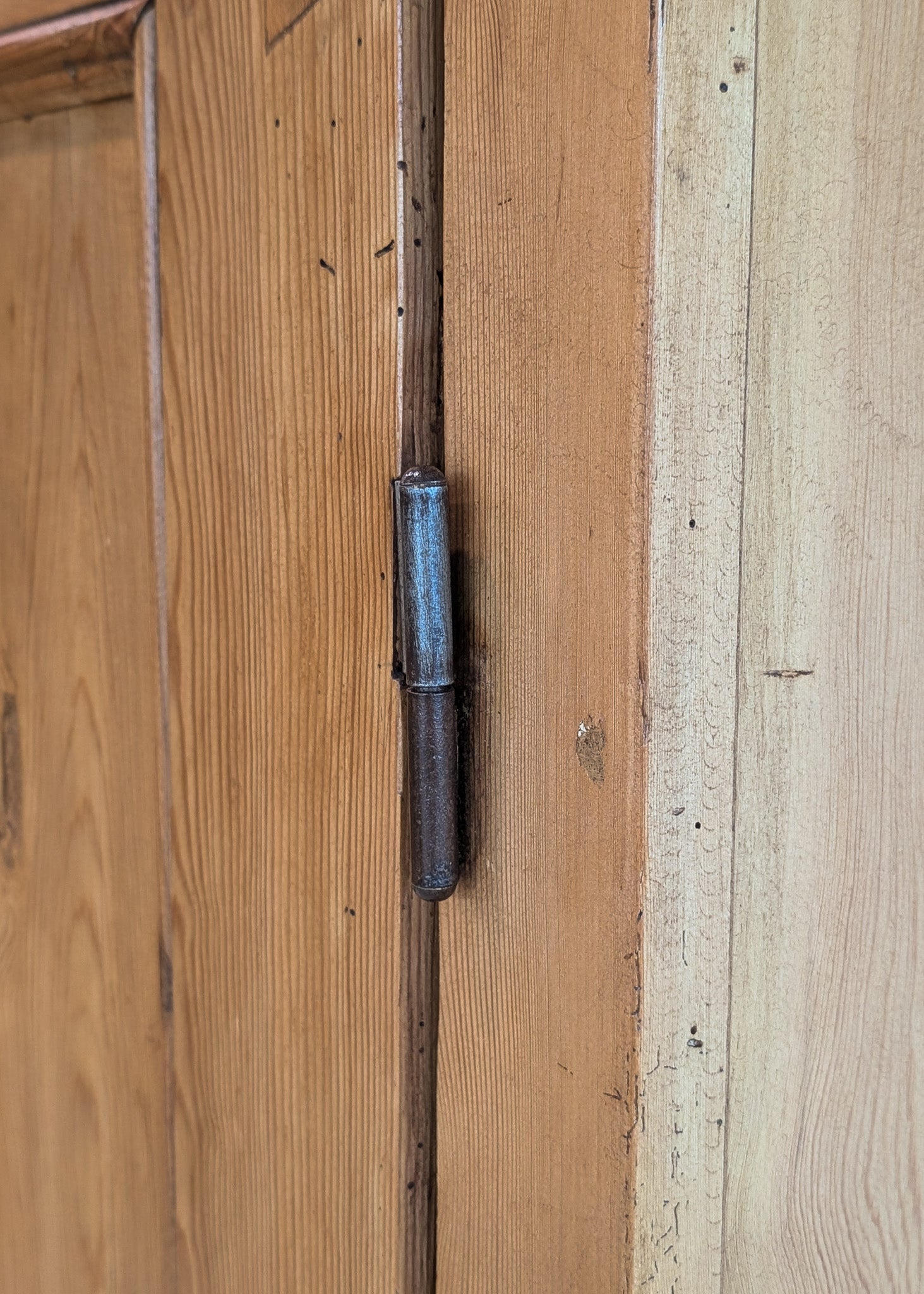 Antique Danish Pine Cabinet with Bottom Drawer and Skeleton Key