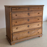 Large Antique Danish Quartersawn White Oak Five-Drawer Dresser with Hidden Handwritten Notes on Drawer Underside