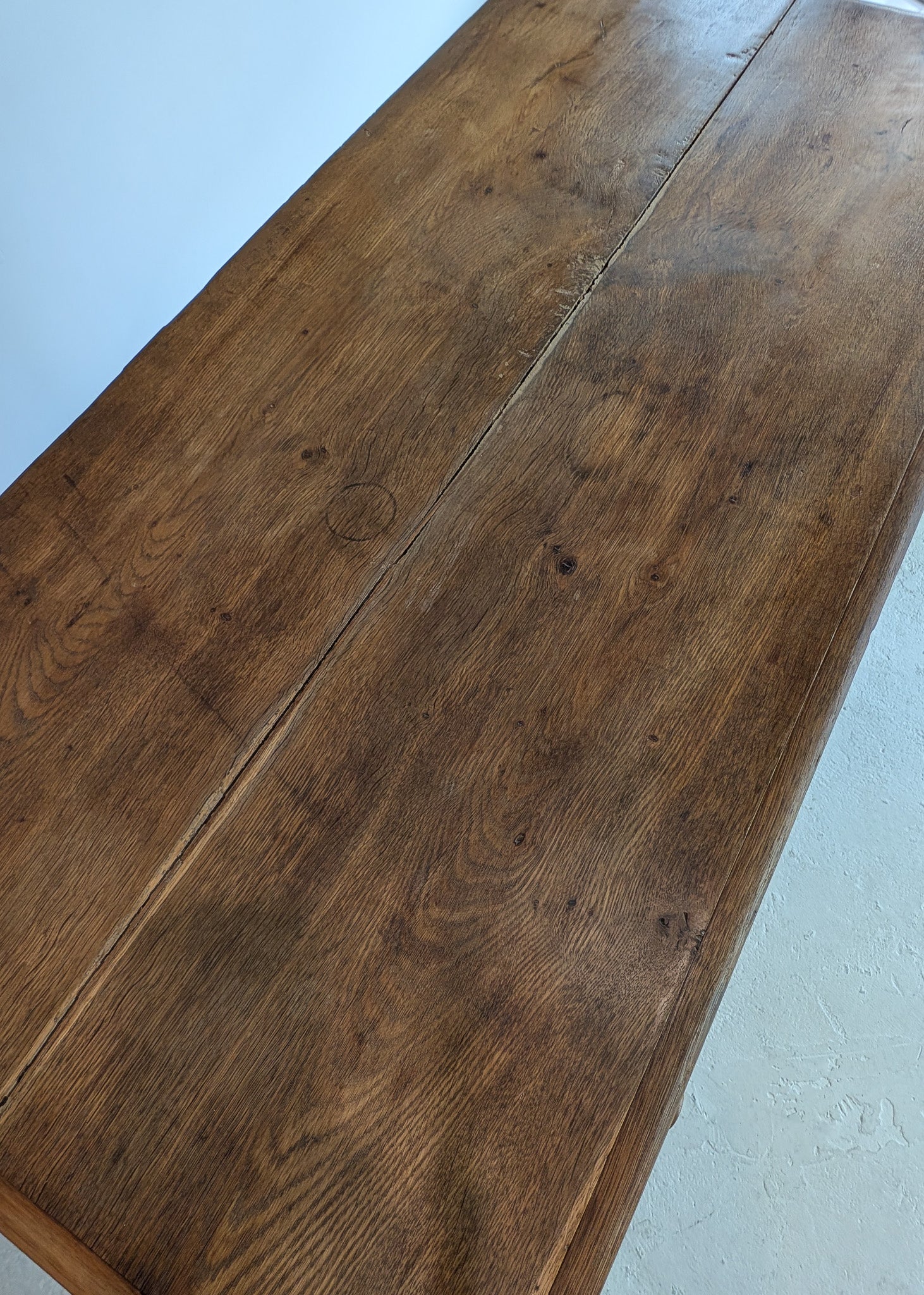 Large Antique Danish Quartersawn White Oak Five-Drawer Dresser with Hidden Handwritten Notes on Drawer Underside