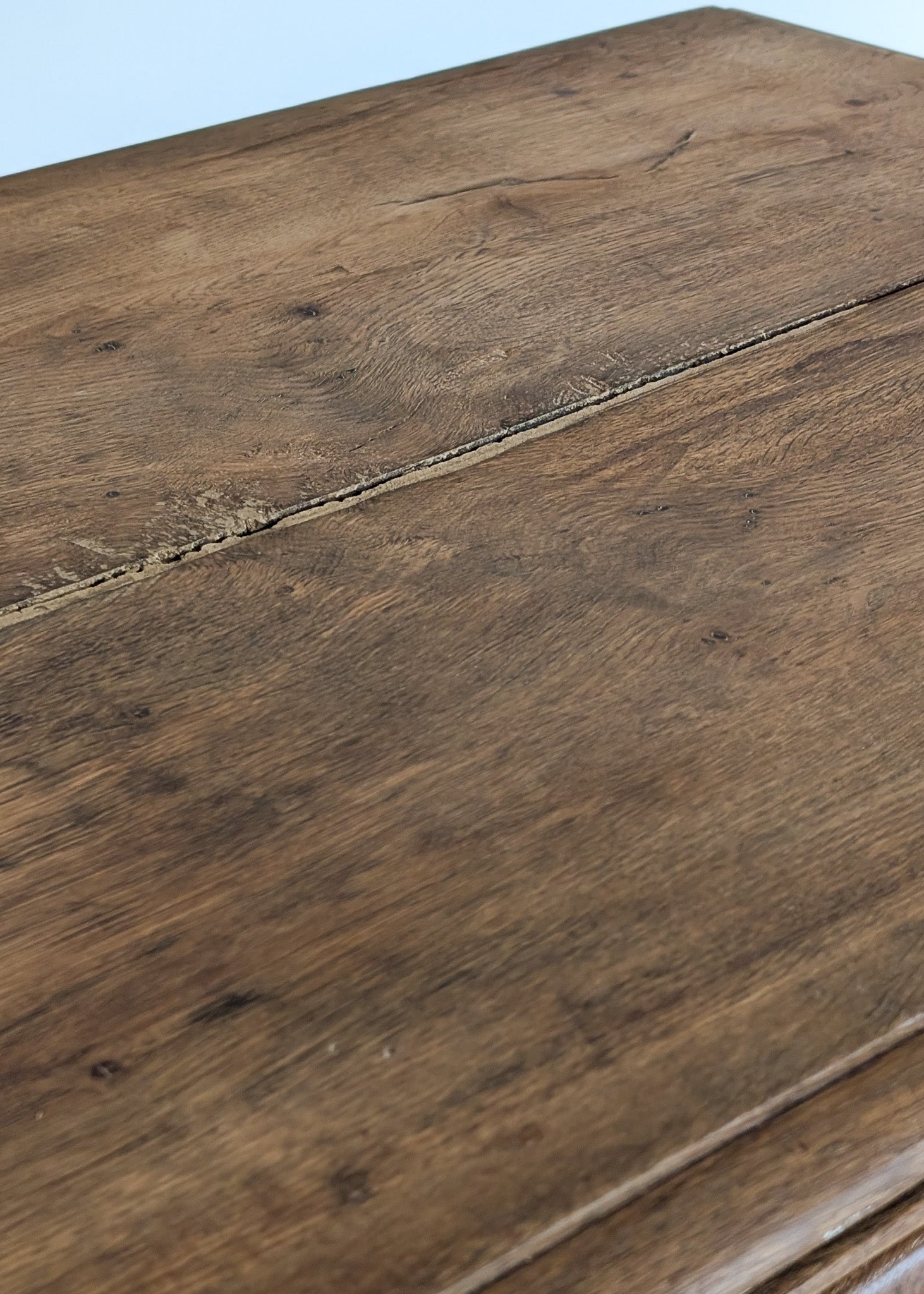 Large Antique Danish Quartersawn White Oak Five-Drawer Dresser with Hidden Handwritten Notes on Drawer Underside