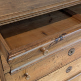 Large Antique Danish Quartersawn White Oak Five-Drawer Dresser with Hidden Handwritten Notes on Drawer Underside
