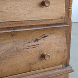 Large Antique Danish Quartersawn White Oak Five-Drawer Dresser with Hidden Handwritten Notes on Drawer Underside