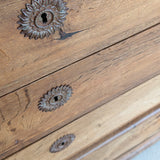 Large Antique Danish Quartersawn White Oak Five-Drawer Dresser with Hidden Handwritten Notes on Drawer Underside