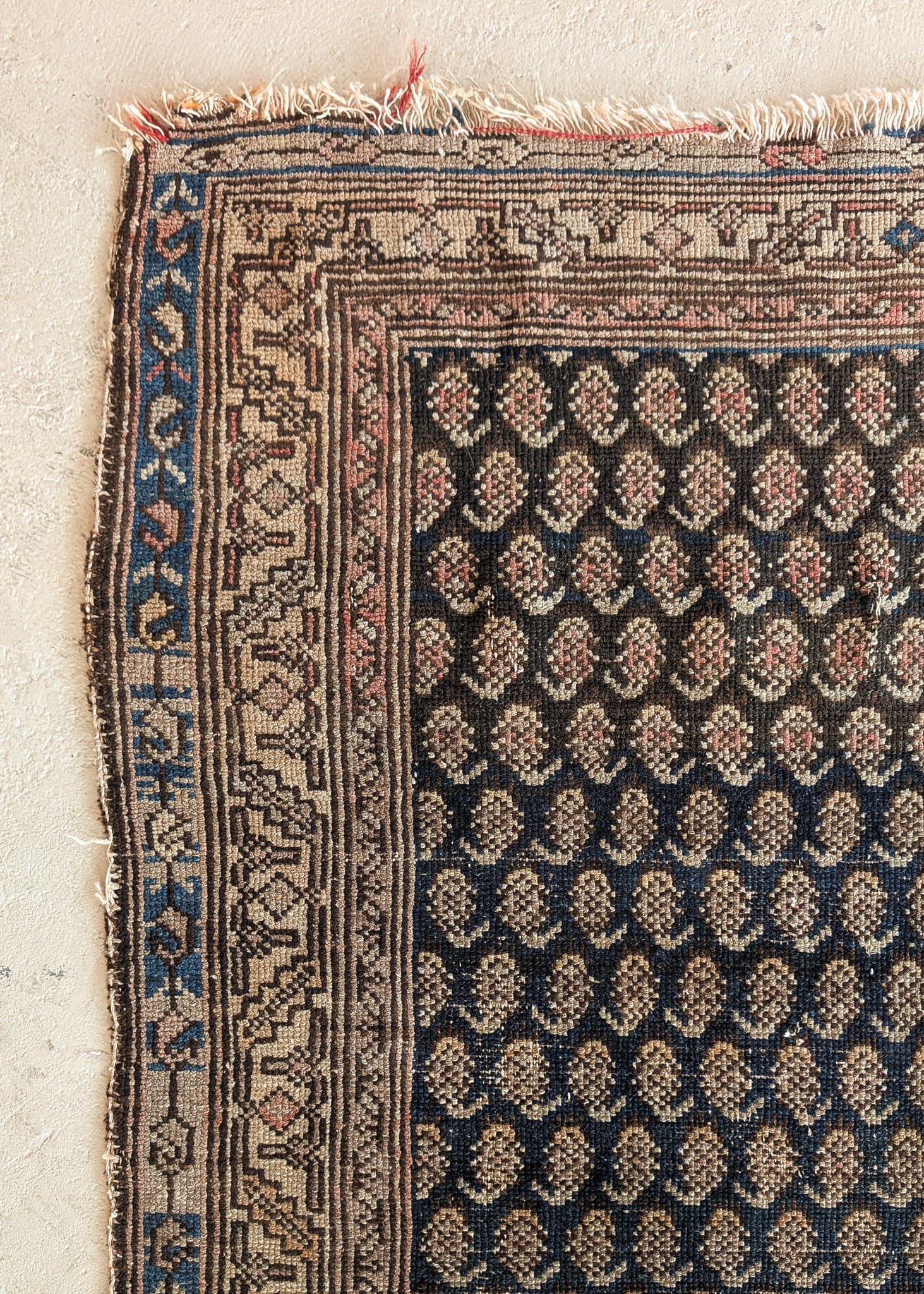 Likely Antique Moody Neutral Persian Seraband Scatter Rug 4'11-1/2" x 3'4"