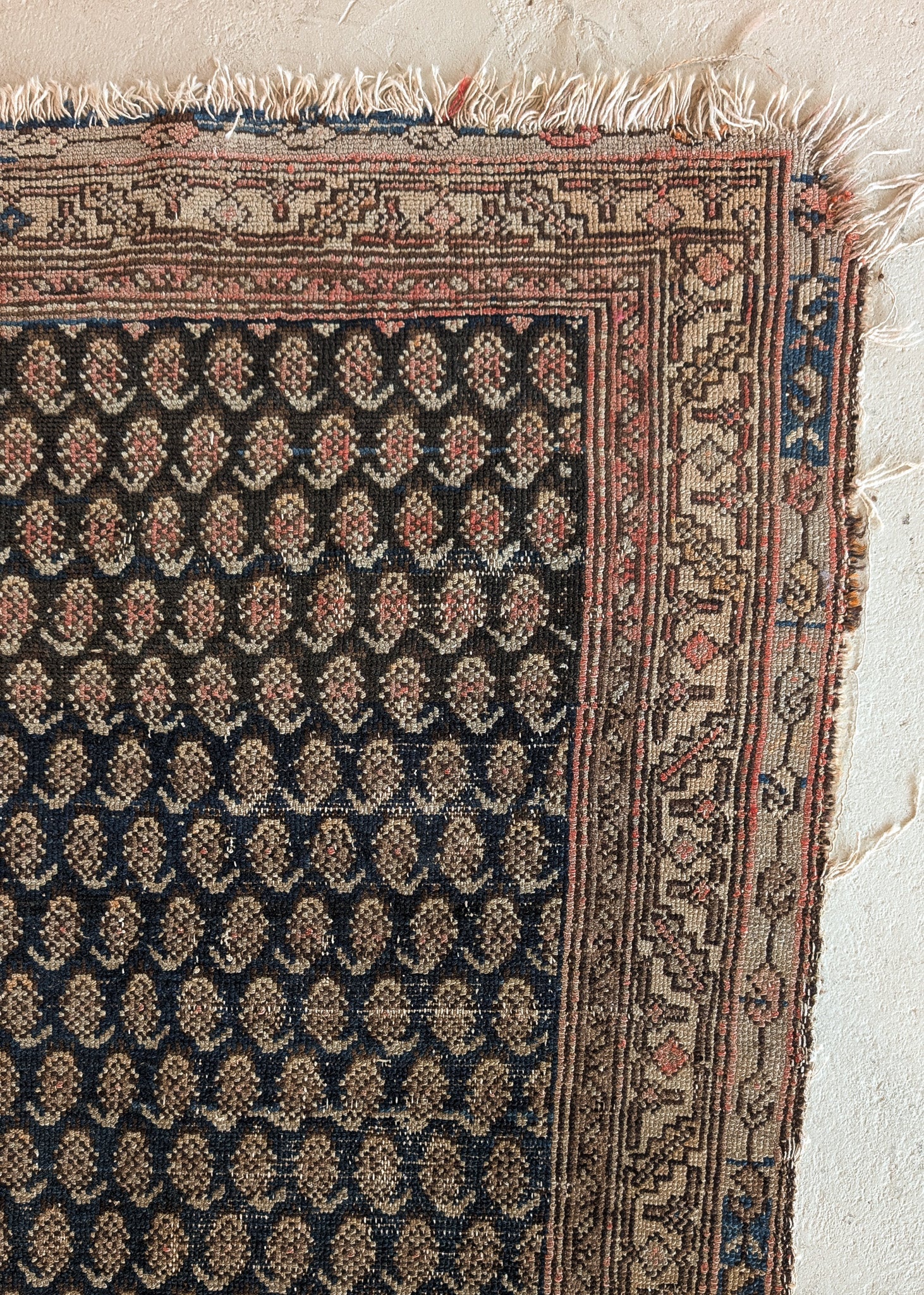 Likely Antique Moody Neutral Persian Seraband Scatter Rug 4'11-1/2" x 3'4"