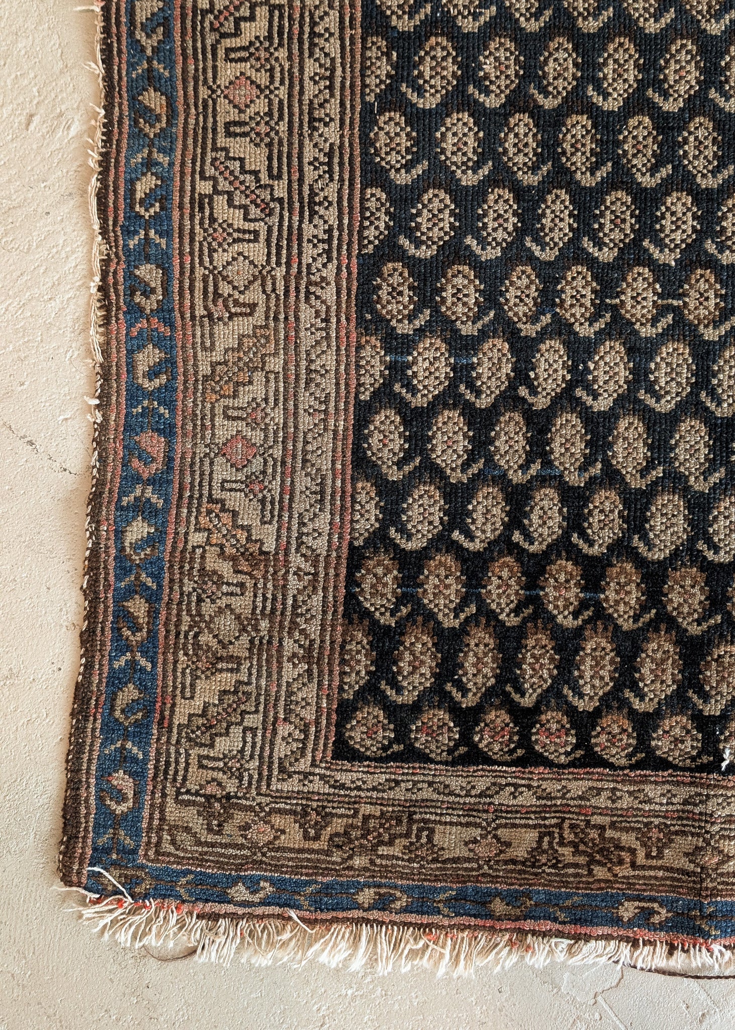 Likely Antique Moody Neutral Persian Seraband Scatter Rug 4'11-1/2" x 3'4"