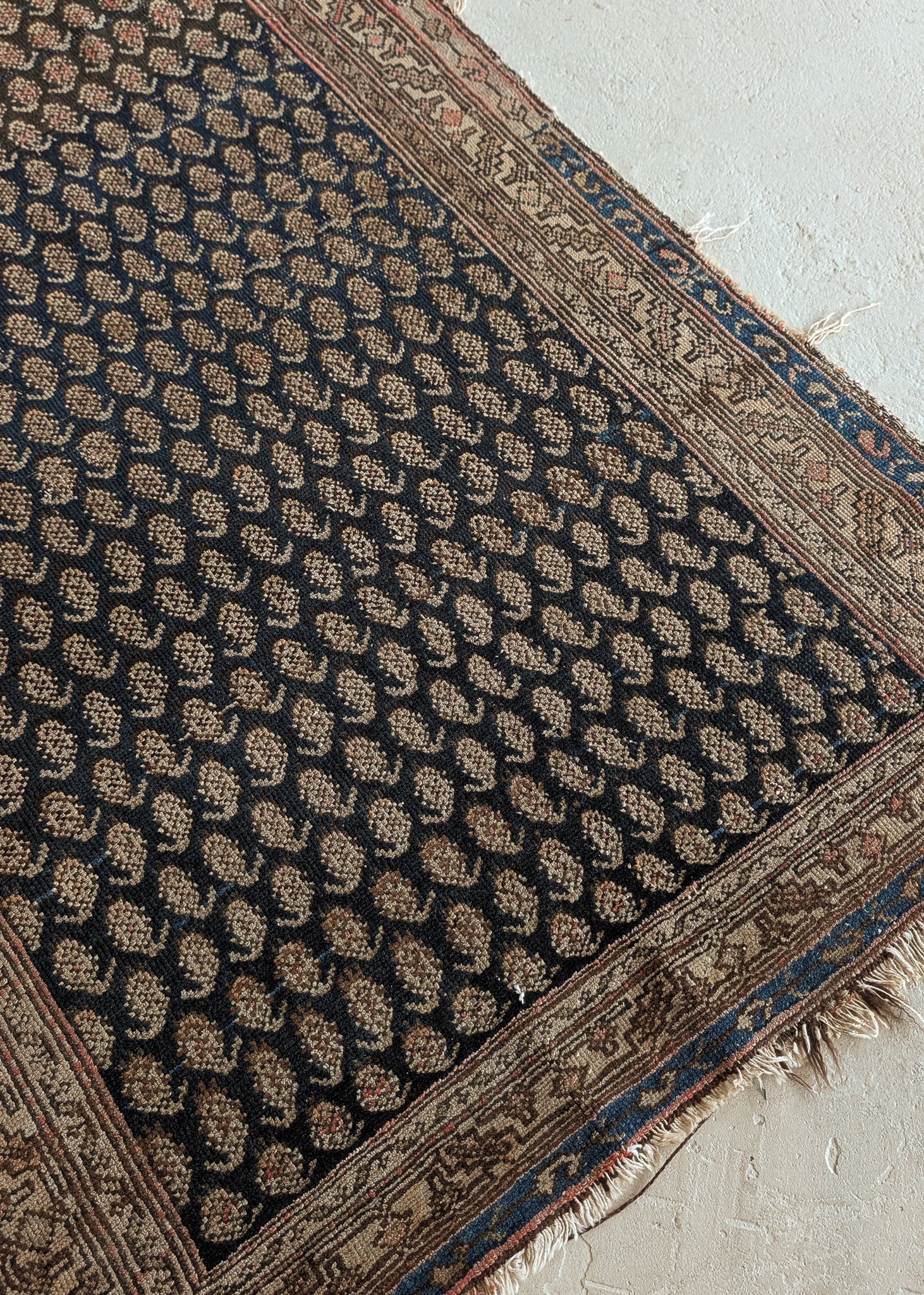 Likely Antique Moody Neutral Persian Seraband Scatter Rug 4'11-1/2" x 3'4"