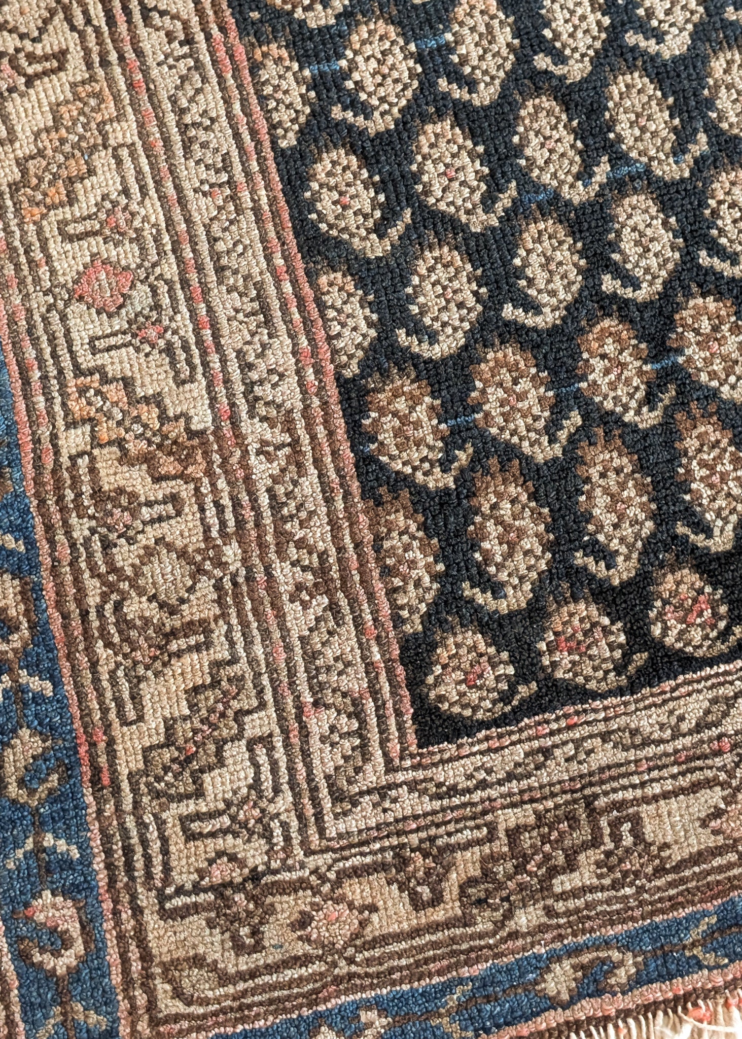 Likely Antique Moody Neutral Persian Seraband Scatter Rug 4'11-1/2" x 3'4"