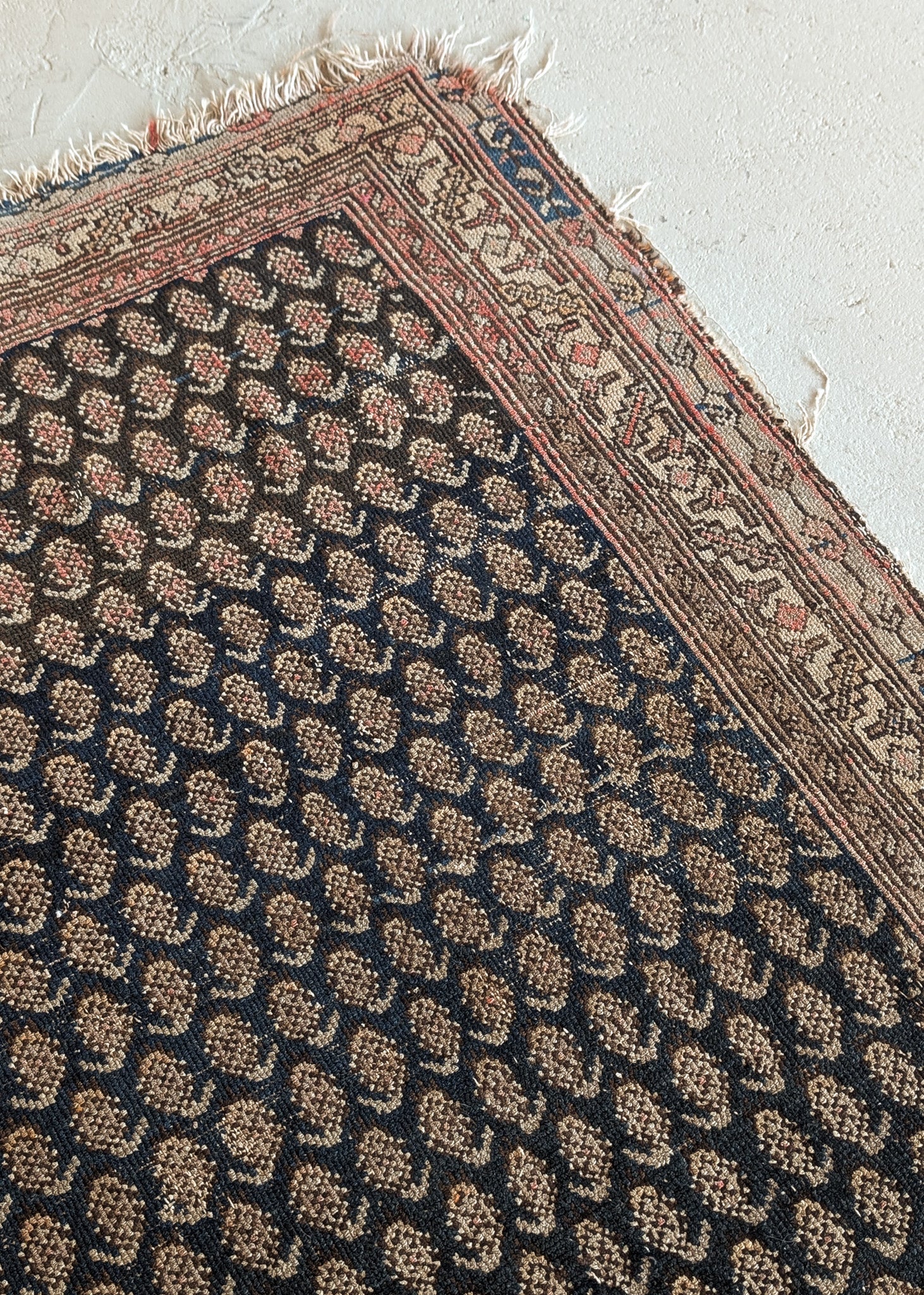 Likely Antique Moody Neutral Persian Seraband Scatter Rug 4'11-1/2" x 3'4"