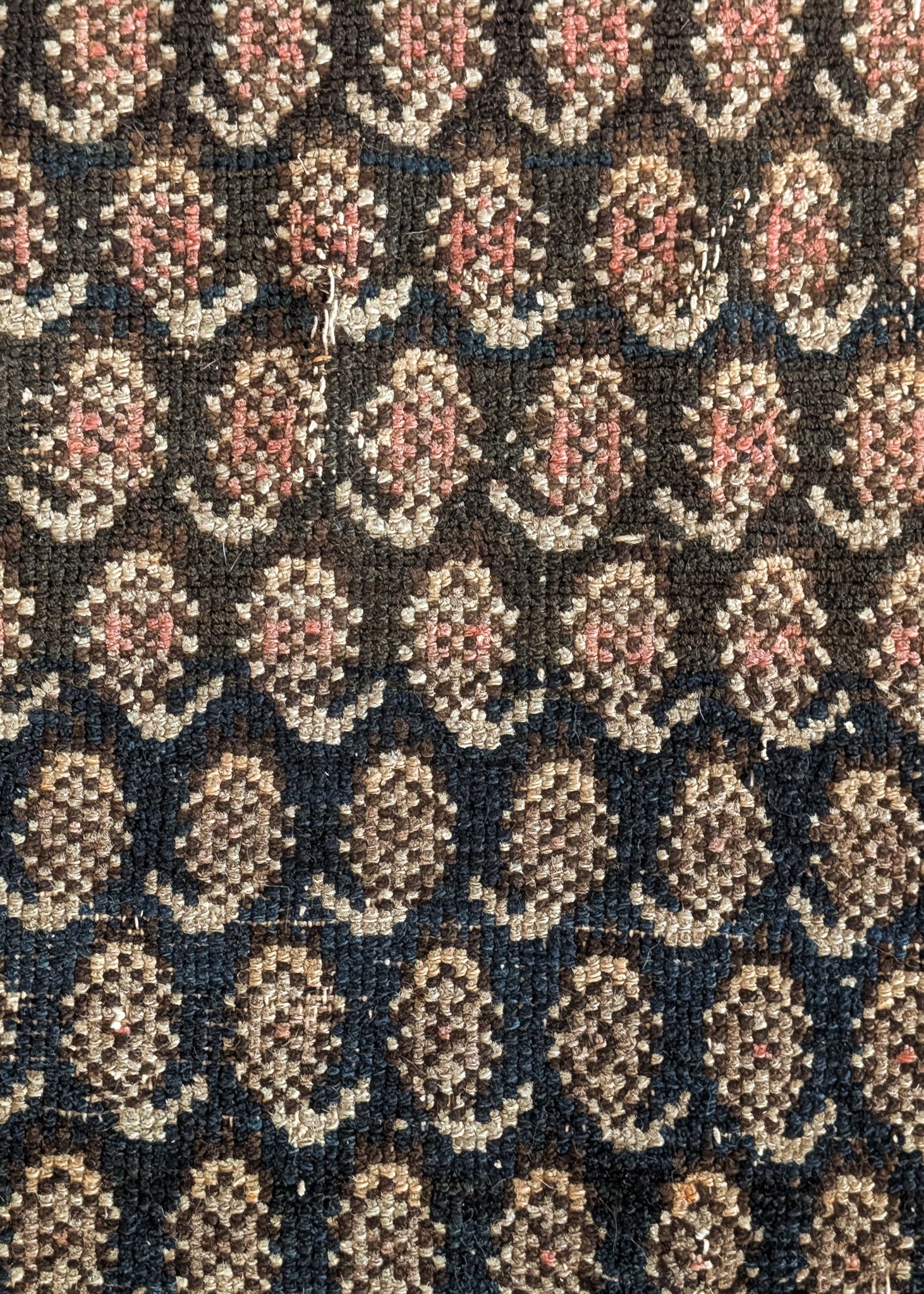 Likely Antique Moody Neutral Persian Seraband Scatter Rug 4'11-1/2" x 3'4"