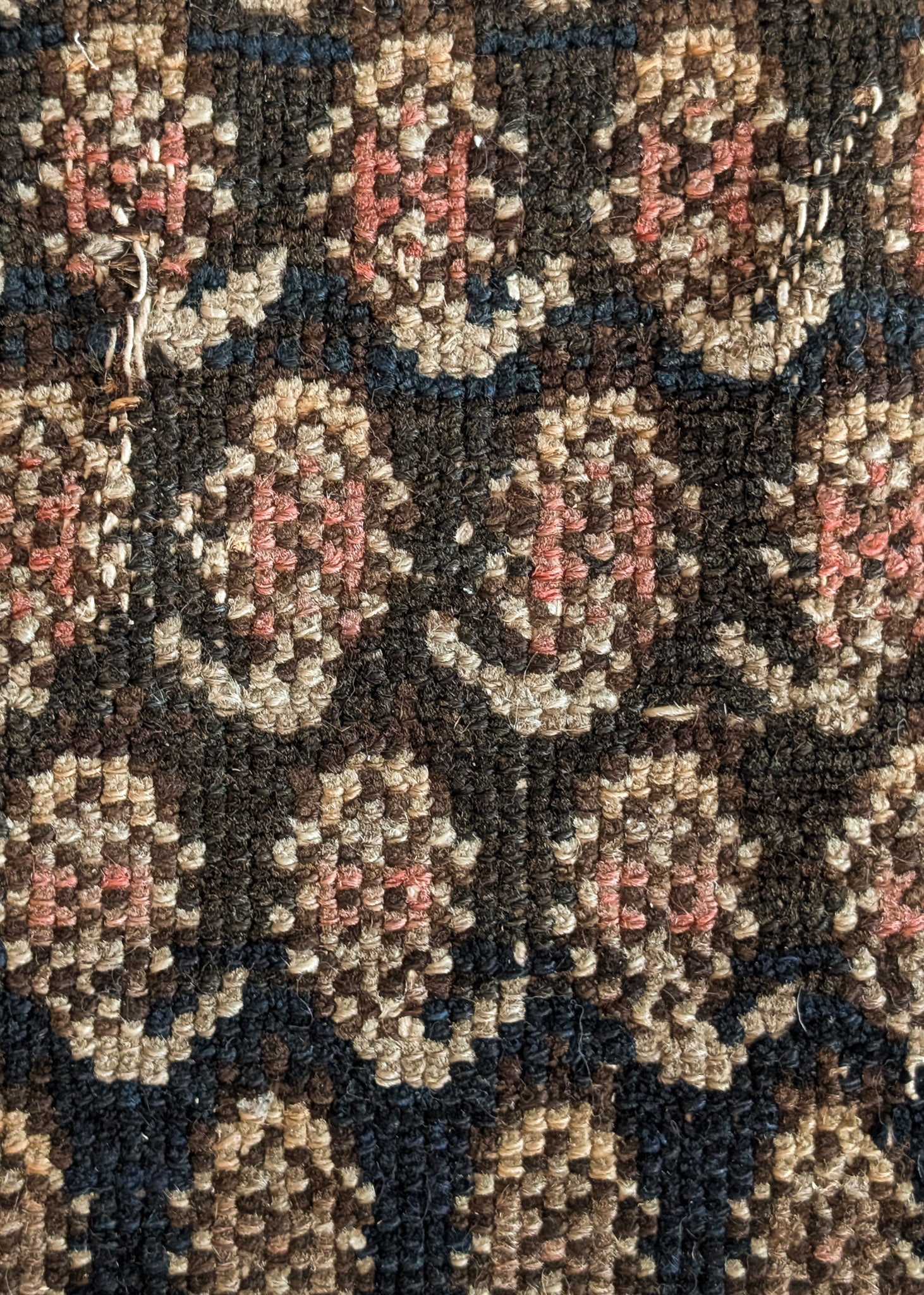 Likely Antique Moody Neutral Persian Seraband Scatter Rug 4'11-1/2" x 3'4"