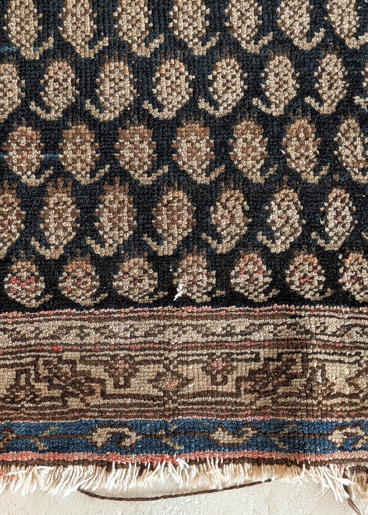 Likely Antique Moody Neutral Persian Seraband Scatter Rug 4'11-1/2" x 3'4"