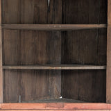 Antique 1790s Late 18th Century Early American Primitive Corner Cupboard with Original Red Milk Paint