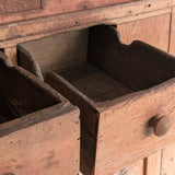 Antique 1790s Late 18th Century Early American Primitive Corner Cupboard with Original Red Milk Paint