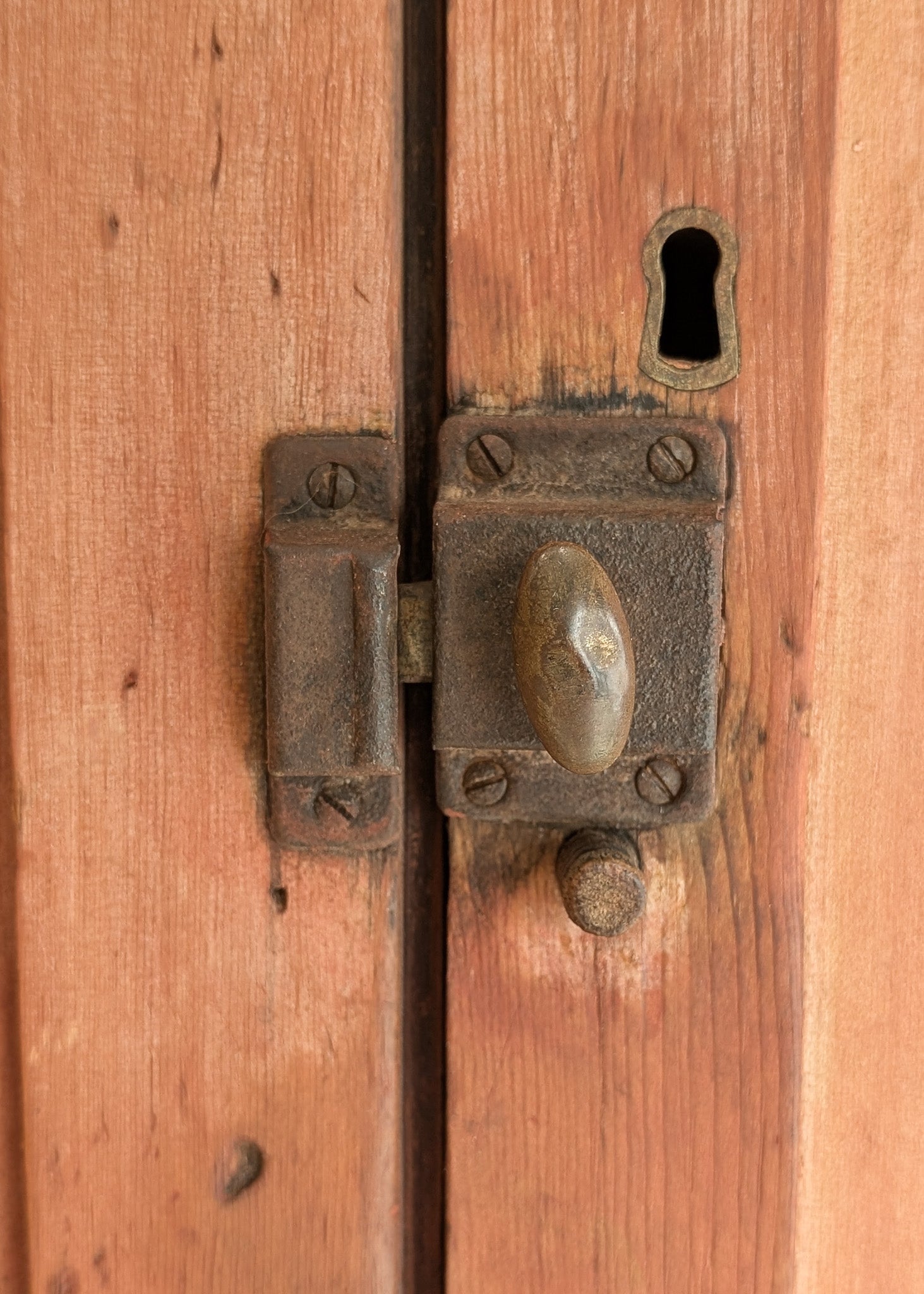 Antique 1790s Late 18th Century Early American Primitive Corner Cupboard with Original Red Milk Paint