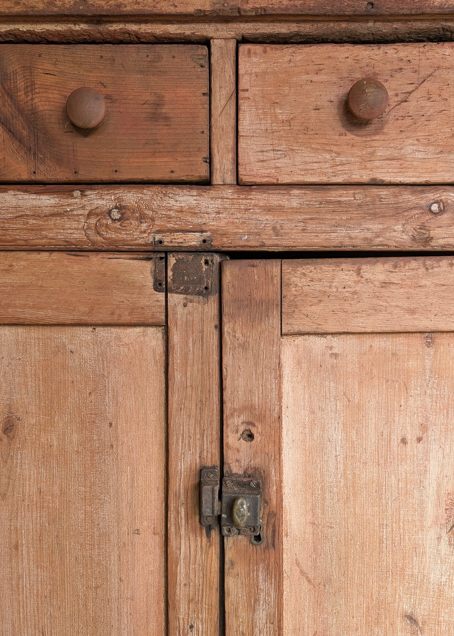 Antique 1790s Late 18th Century Early American Primitive Corner Cupboard with Original Red Milk Paint