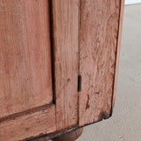 Antique 1790s Late 18th Century Early American Primitive Corner Cupboard with Original Red Milk Paint