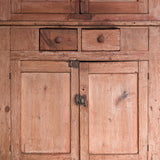 Antique 1790s Late 18th Century Early American Primitive Corner Cupboard with Original Red Milk Paint
