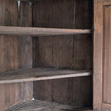 Antique 1790s Late 18th Century Early American Primitive Corner Cupboard with Original Red Milk Paint