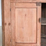 Antique 1790s Late 18th Century Early American Primitive Corner Cupboard with Original Red Milk Paint