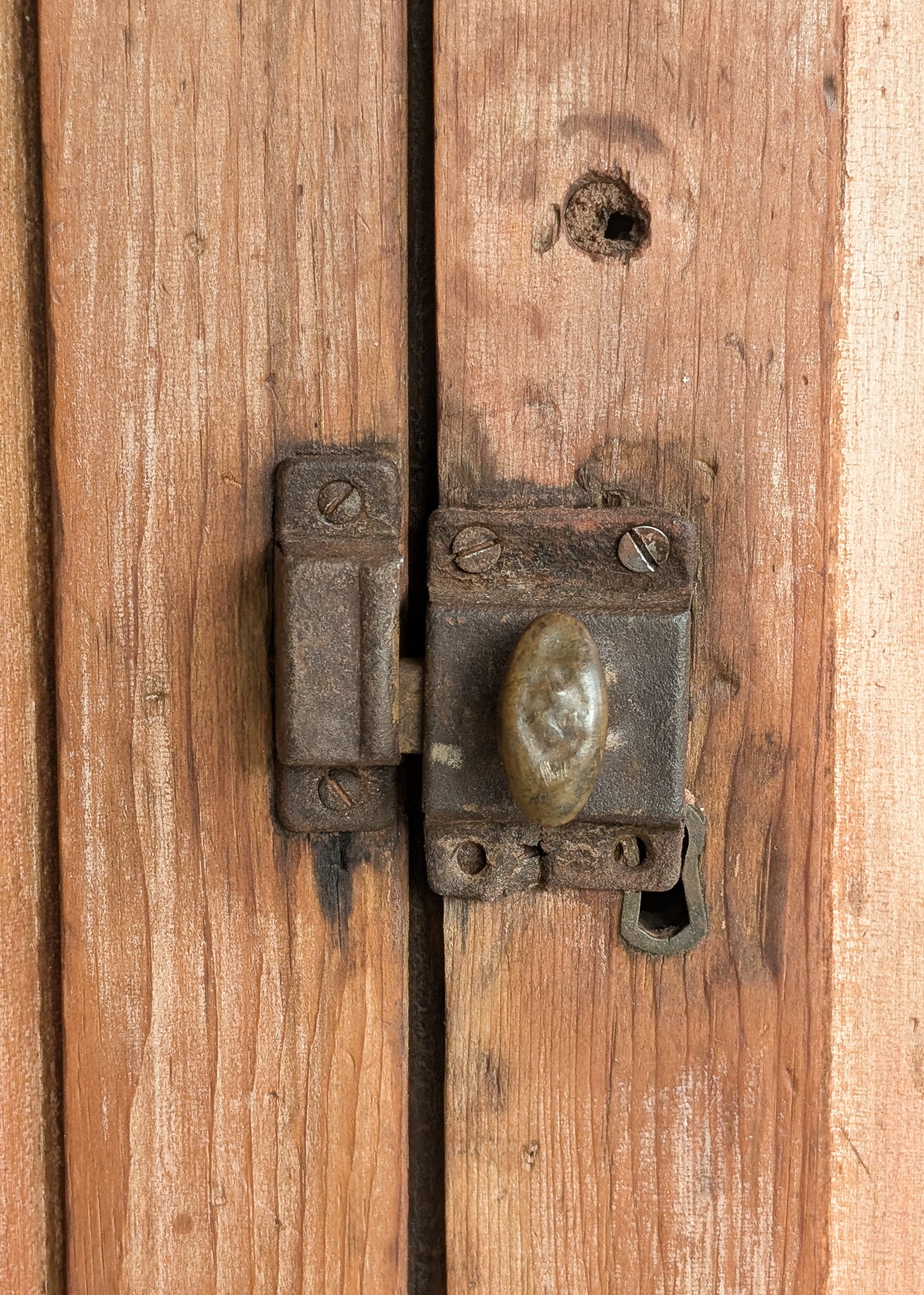 Antique 1790s Late 18th Century Early American Primitive Corner Cupboard with Original Red Milk Paint