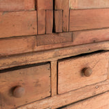 Antique 1790s Late 18th Century Early American Primitive Corner Cupboard with Original Red Milk Paint