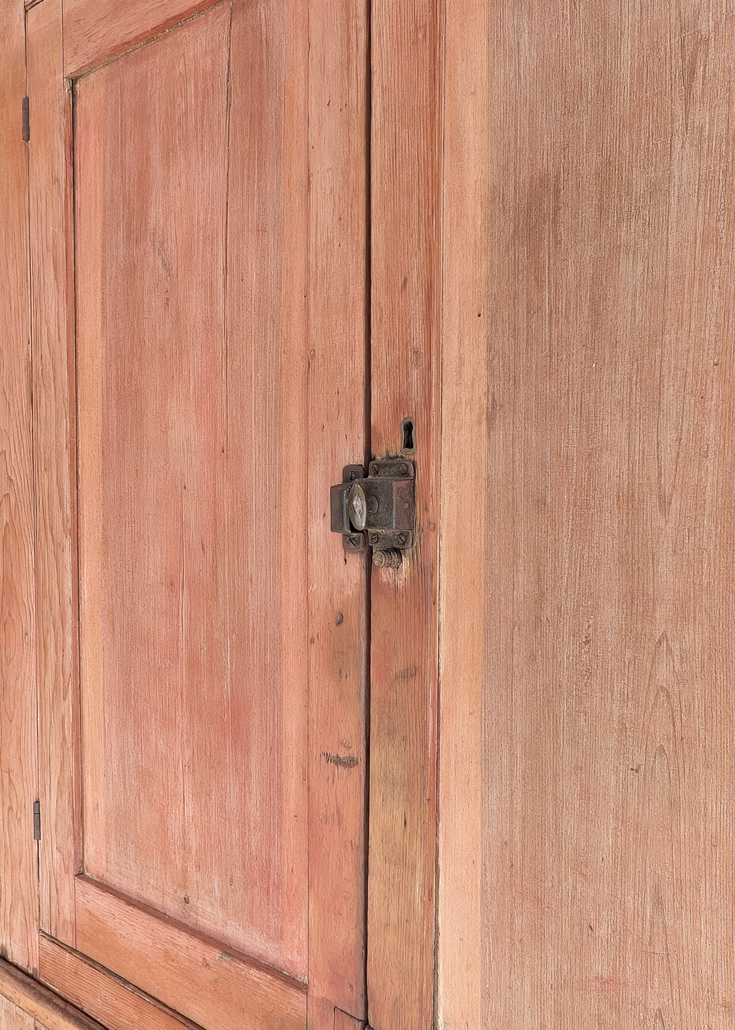 Antique 1790s Late 18th Century Early American Primitive Corner Cupboard with Original Red Milk Paint